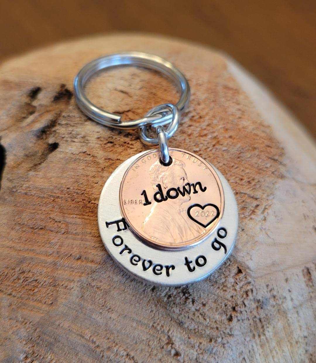 1st Anniversary Gift with a 2022 Penny 1 Down and Forever To Go Key Chain Gift for Him or Her