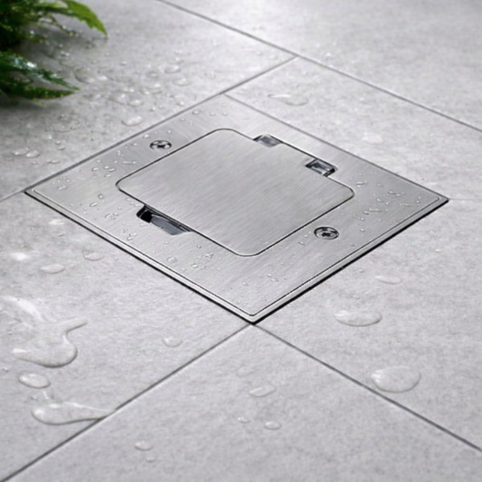 Metall Einbausteckdose, Bodensteckdose IP44, Klappdeckel, Serie AP-1 Eisen-gebürstet