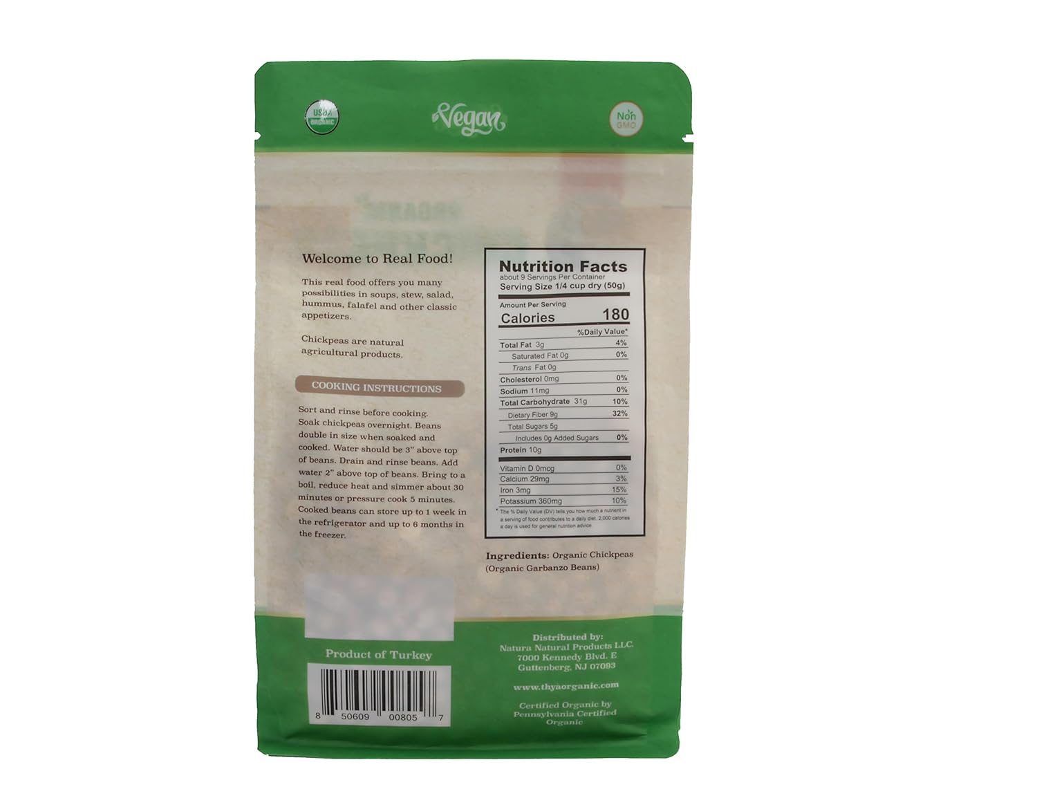 THYA Organic Chickpeas | Organic Garbanzo Beans, 9 LB (9 x 1 LB Packs)