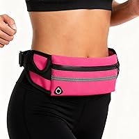 Slim Reflective Running Belt Fanny Pack - Phone Money Holder for Jogging Hiking Cycling Workouts (Pink)