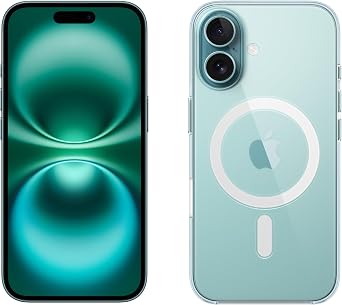 Apple iPhone 16 128GB 5G Mobile phone with Apple Intelligence - Teal + Clear Case with MagSafe