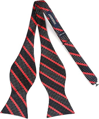 HISDERN Bow Ties for Men Striped Bowties Men's Self Tie Bowtie Handkerchief Formal Tuxedo Wedding Bowties and Pocket Square