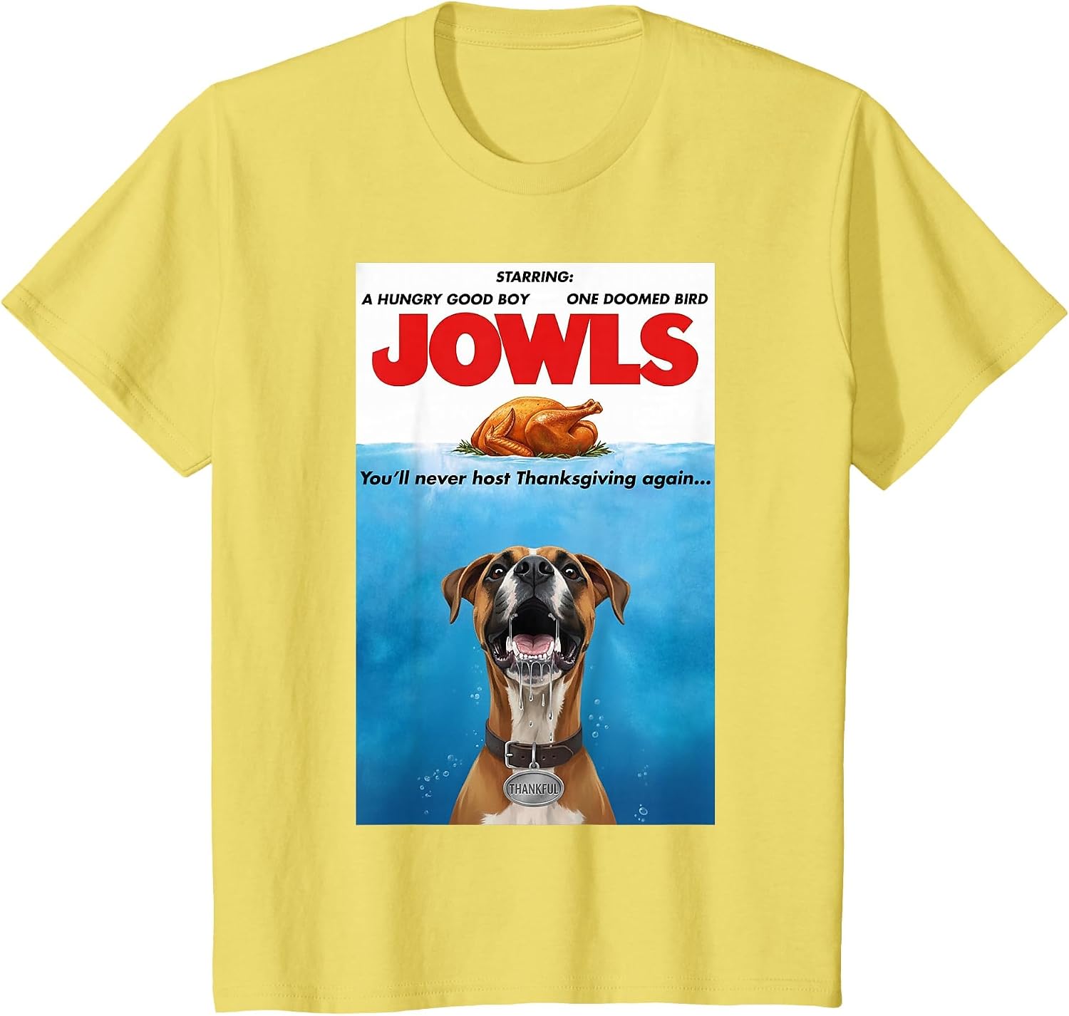 Funny Jowls Thanksgiving Boxer and Turkey T-Shirt