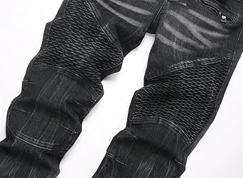 RXXKKK Men's Classic Zipper Biker Regular Fit Flex Jean