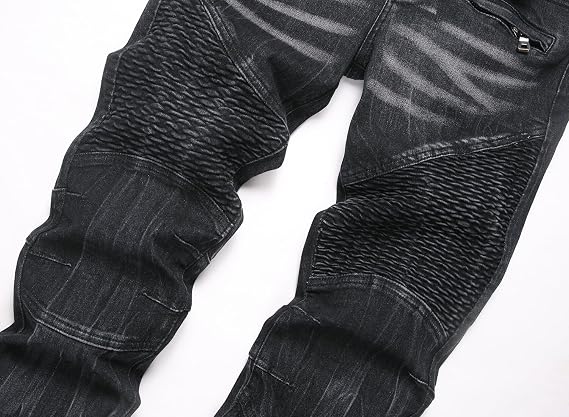 RXXKKK Men's Classic Zipper Biker Regular Fit Flex Jean