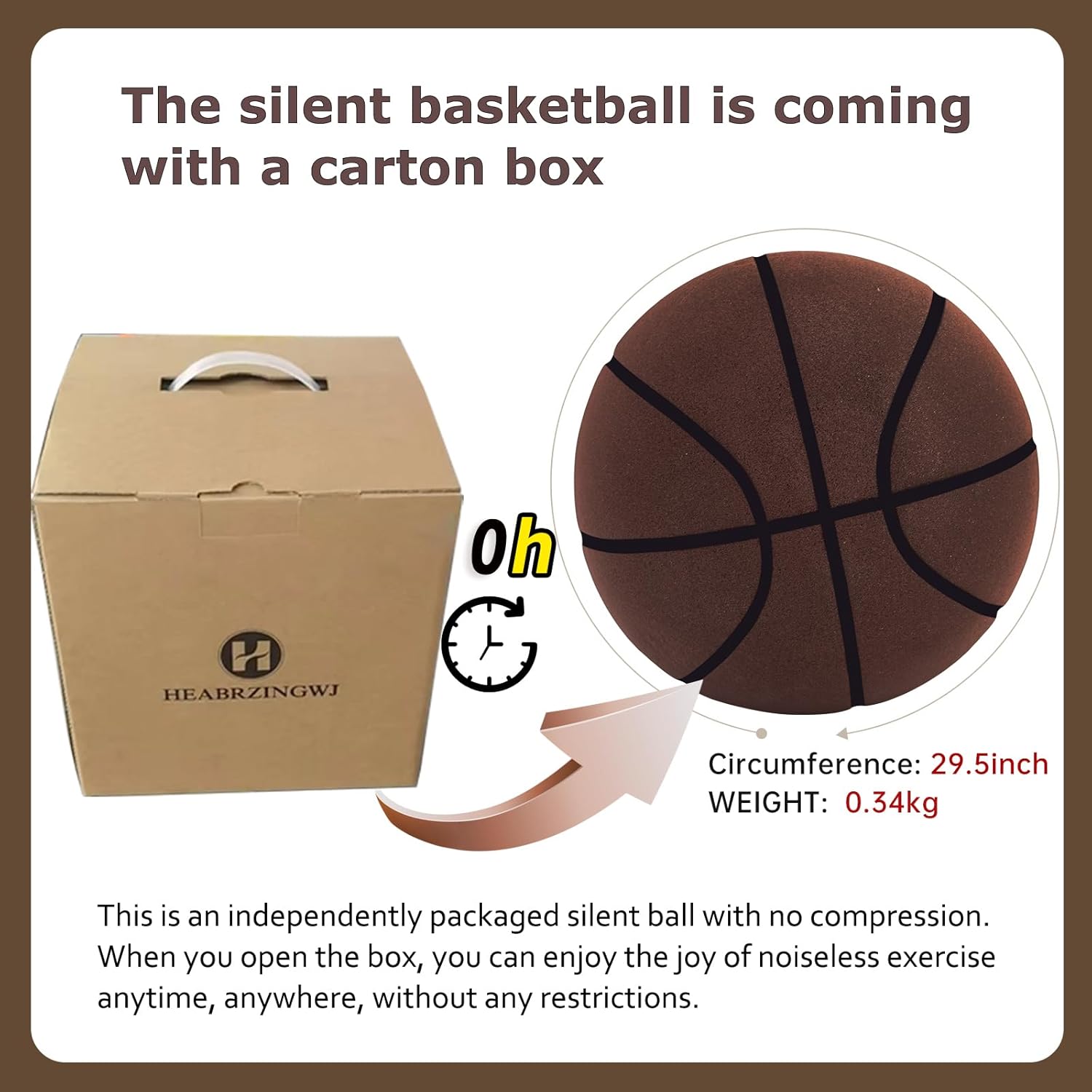 Upgraded Silent Basketball Size 7 (29.5''), Non-Vacuum Packaging Dribble Dream Indoor Basketball, Quiet Bounce Dunk Airless Ball