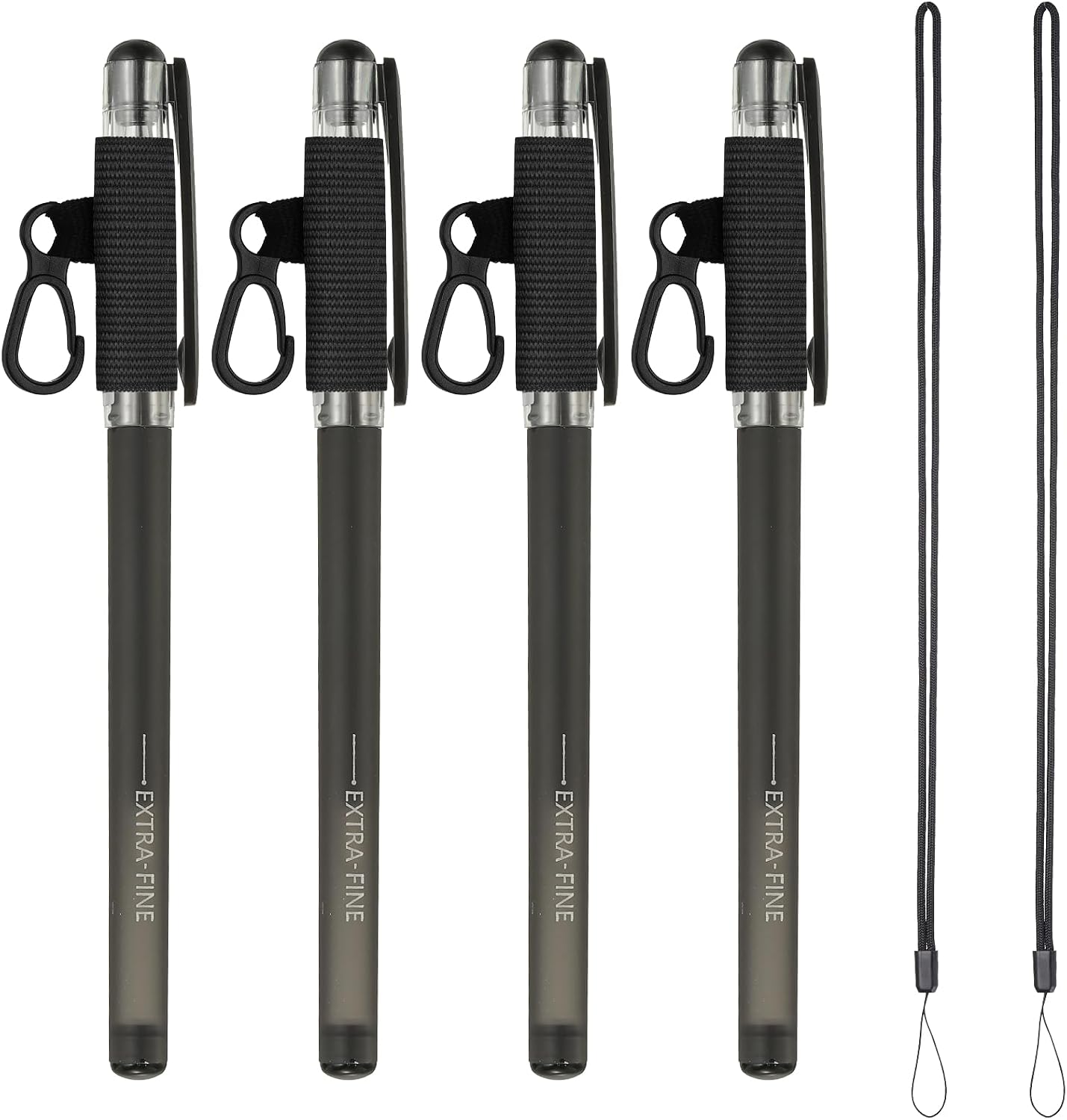 PATIKIL 4Pcs Elastic Pen Holder with 2 Lanyards, Anti Lose Portable Pen Holder for Necklace Carpenters Teachers Construction Workers, Black