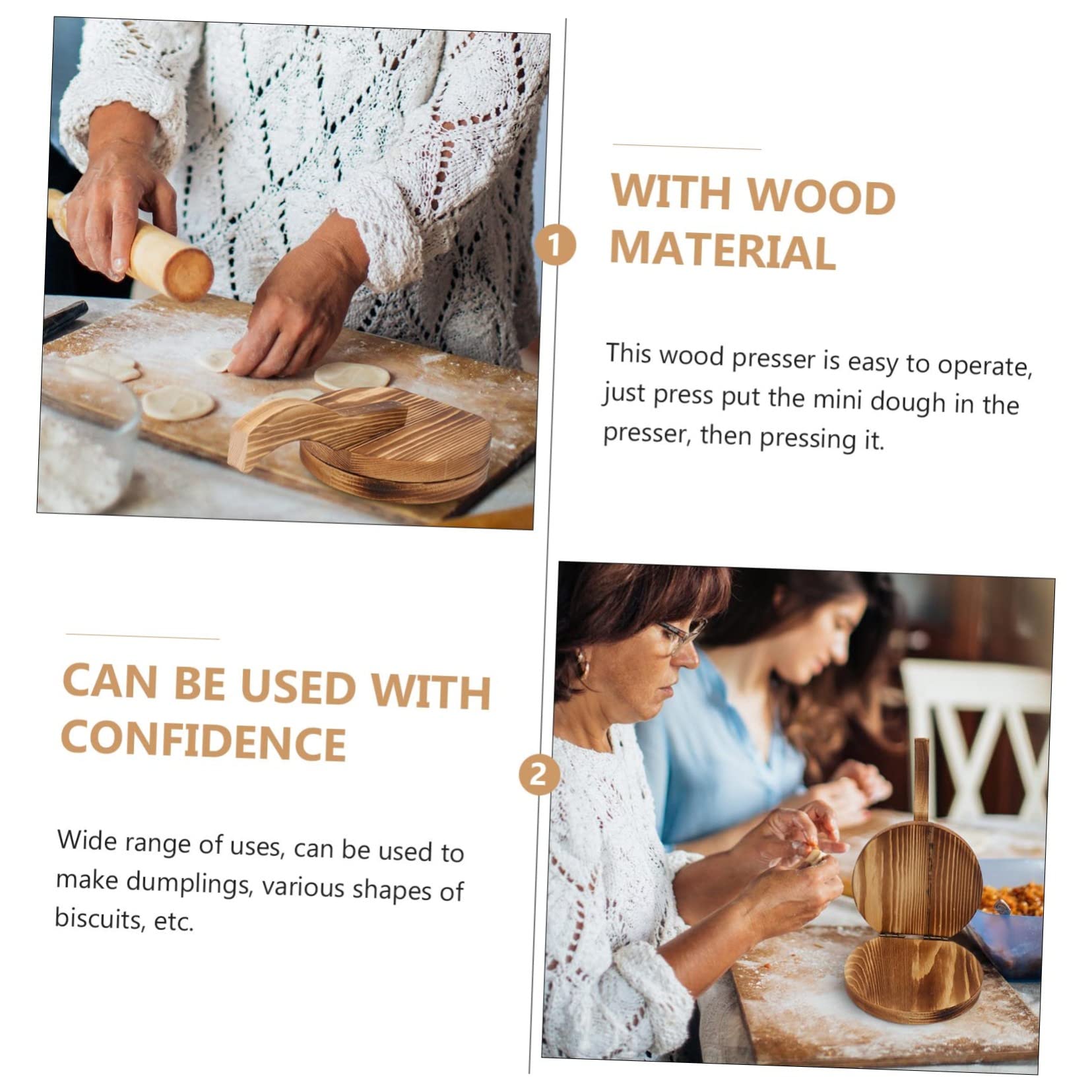 BESTonZON 10piezas Prensa De Masa De Madera Para Empanadas y Dumplings Herramienta De Repostería y Preparación De Bocadillos