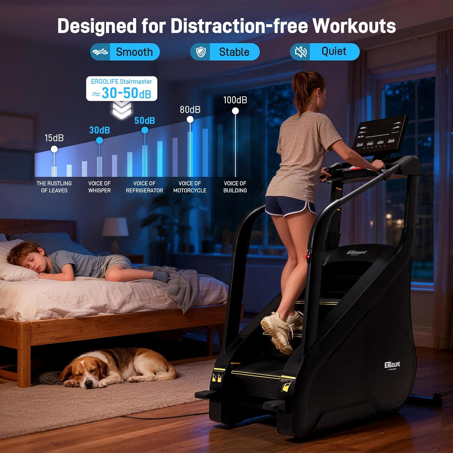 ERGOLIFE Stair Climber with 25 Resistance Levels for Home Gym, Stairmaster for Cardio Exercise, Stair Stepper Machine with LED Display