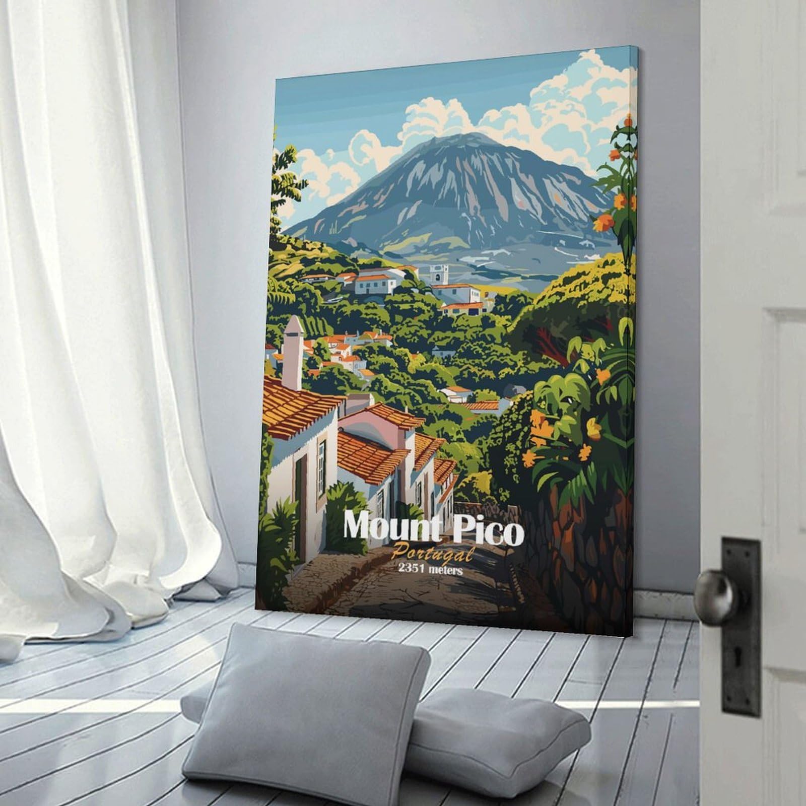 Junmoney Wall Art Print Mount Pico Portugal, 20x30inch(50x75cm), for Hallway, Bedroom Or Modern Interiors, Thoughtful Wall Decor for Art Lovers