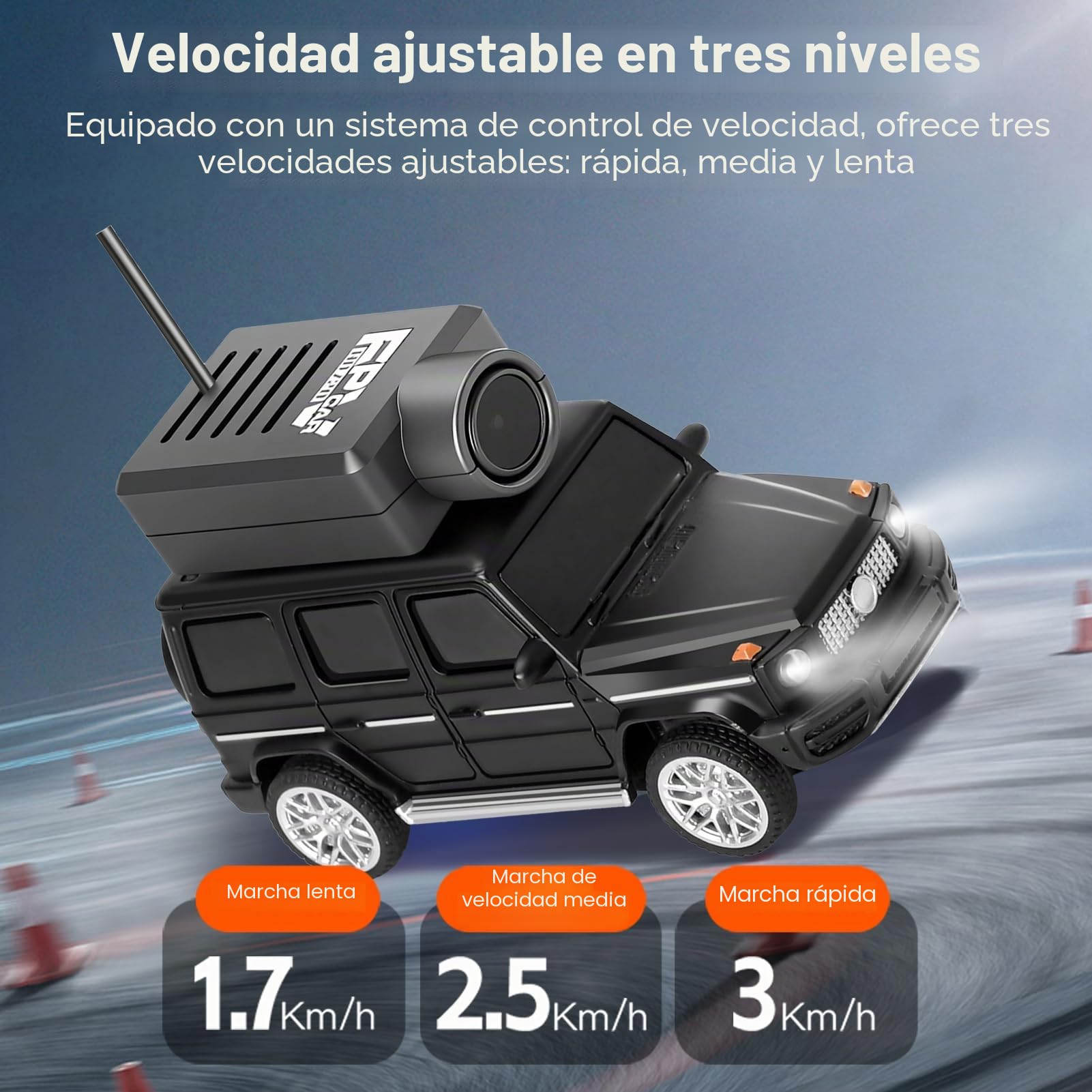 GoolRC WLtoys 6406 Mini coche teledirigido 2,4 GHz, escala 1:64, FPV, mando a distancia con cámara 720P, vehículo de control APP con luces LED para adultos, sin mando a distancia (negro)