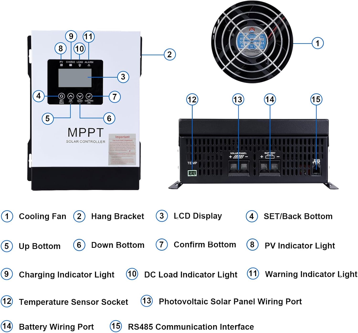 120A MPPT Solar Charge Controller 12V/24V/36V/48V/60V/72V/84V/96V Auto, Solar Panel Regulator Voltage Max PV Input 230V, Multiple Protection Solar Regulator for Sealed Gel Battery