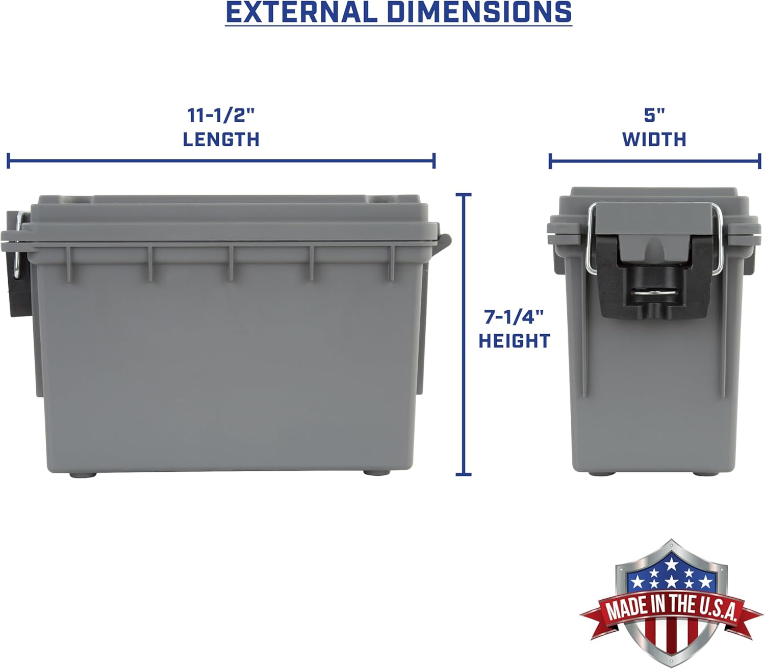 Sheffield 12792 2-Pack Ammo Storage Box, Stackable .30 Cal Field Boxes, Water and Dust Resistant, Lockable Storage Box with Handle, Secures Hunting Gear, Supplies, and Bullets, Made in USA, Gray - Image 2