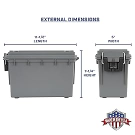 Sheffield 12792 2-Pack Ammo Storage Box, Stackable .30 Cal Field Boxes, Water and Dust Resistant, Lockable Storage Box with Handle, Secures Hunting Gear, Supplies, and Bullets, Made in USA, Gray