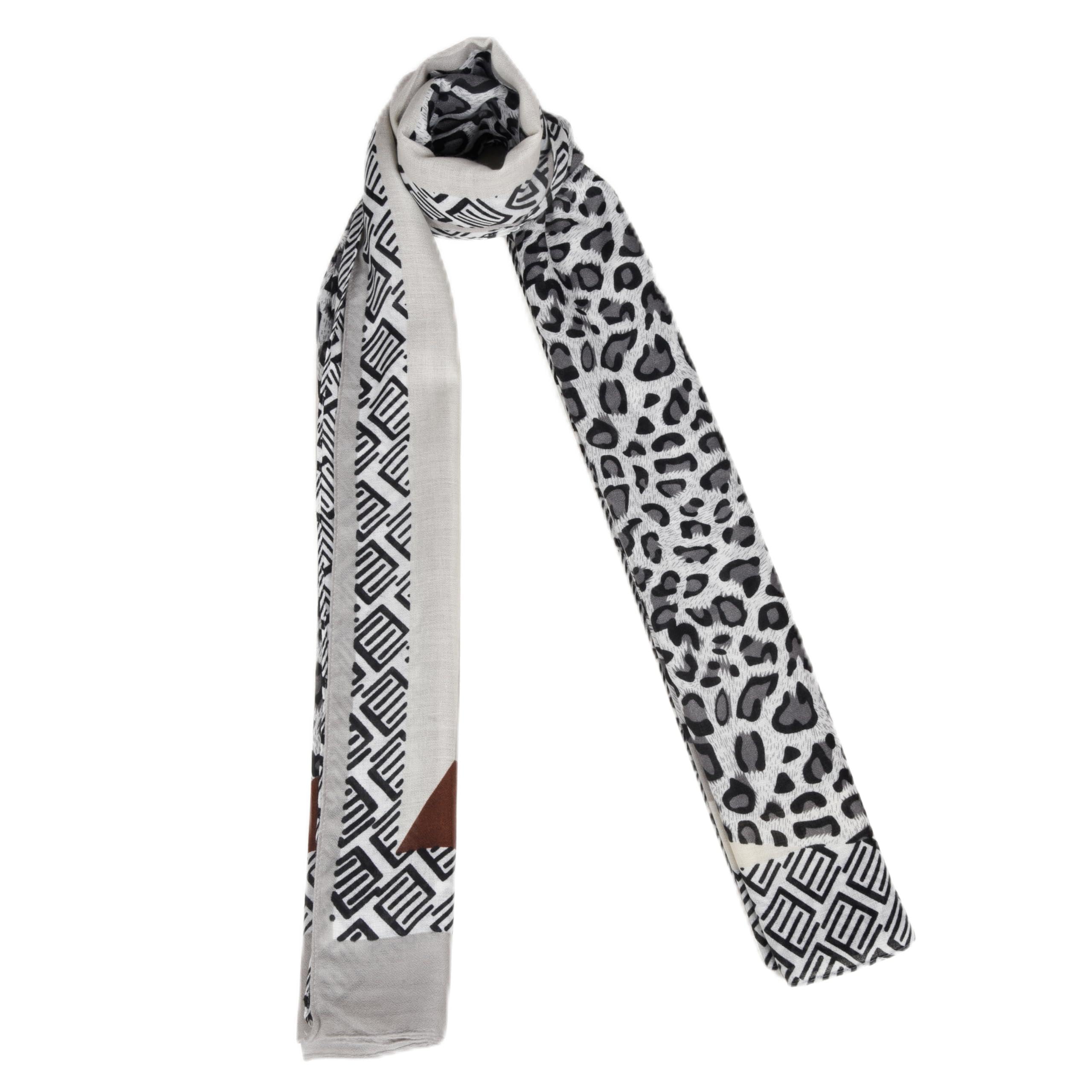 Urban Luxe Women’s Savannah Fusion Scarf | Lightweight Wrap Stole with Leopard & Zebra Animal Print in Brown | All-Season Fashion Accessory-image-12