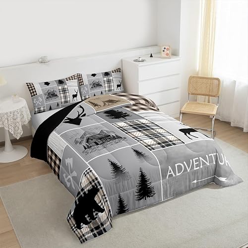 Miniatura 6 de Erosebridal Juego de edredón rústico de retazos, tamaño Queen, decoración de cabaña, juego de ropa de cama para niños, adolescentes y adultos,