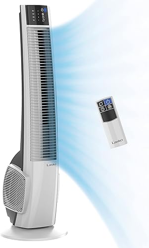Miniatura 2 de Lasko Ventilador de torre oscilante con control remoto y ventilador giratorio con salidas de accesorios, 3 velocidades
