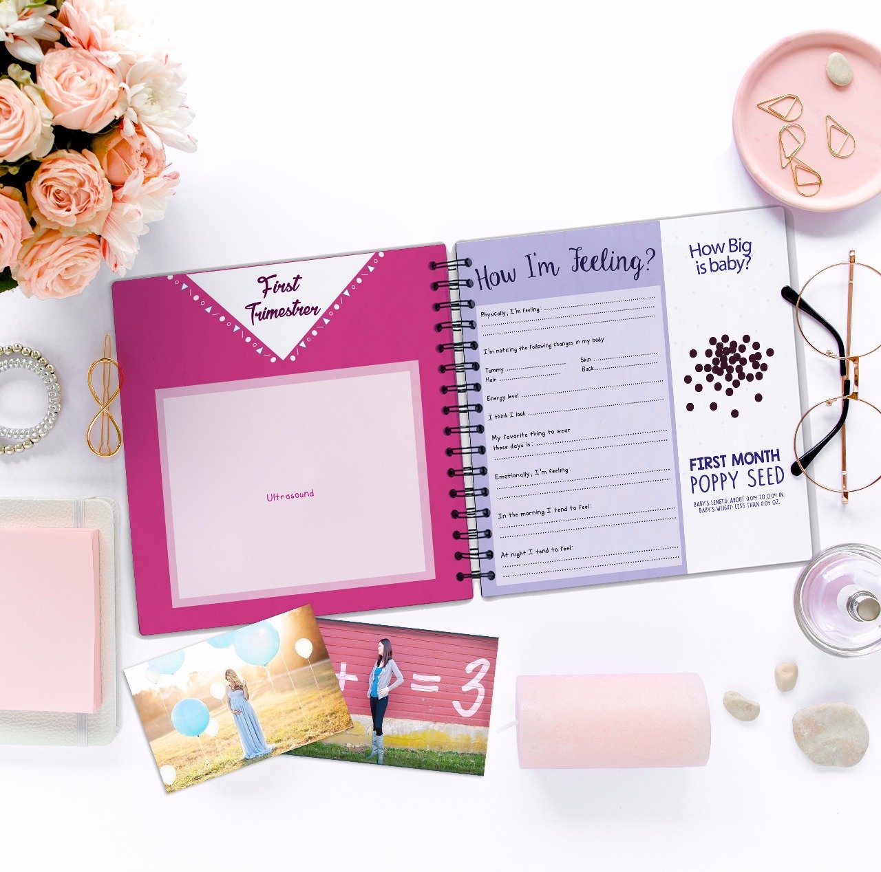 My Belly Book | Schwangerschaftstagebuch Erinnerungsbuch mit Aufklebern | Baby-Scrapbook und Fotoalbum | Schwangerschaftsmust-Haves für Mütter zum ersten Mal | Bild- und Meilensteinbücher für