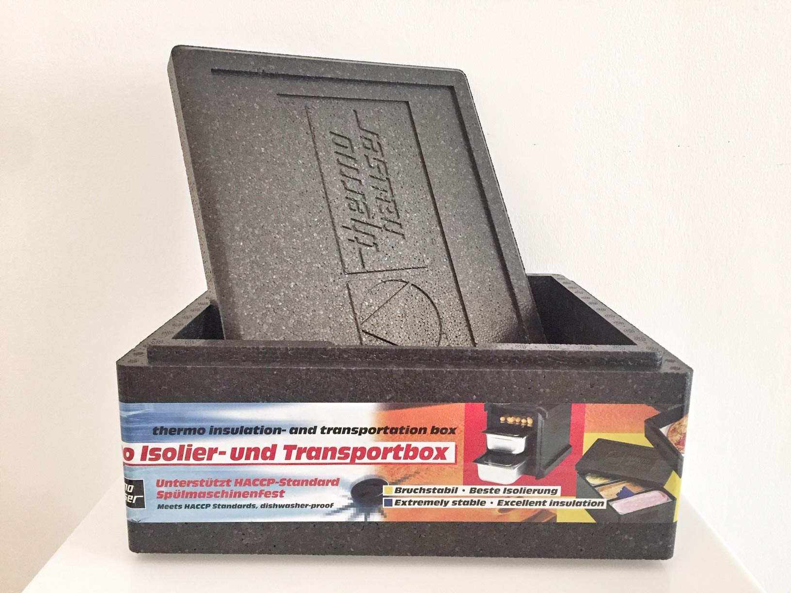 Thermohauser EPP GN 1/2 - Caja térmica con tapa (10 L, 39 x 33 x 18 cm), color negro