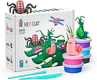 Vista 10 de HEY CLAY Set - Kit de Arcilla de Modelar Colorida que se Seca al Aire para Niños, 15 Latas y Herramientas de Escultura con Aplicación