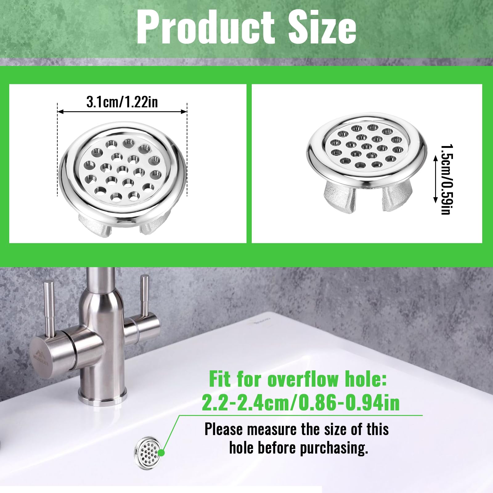 8 Piezas De Anillo De Desbordamiento De Lavabo, Cubierta De Rebosadero Para Lavabo, Revestimiento De Sifón Para Lavabo, Roseta De Rebosadero