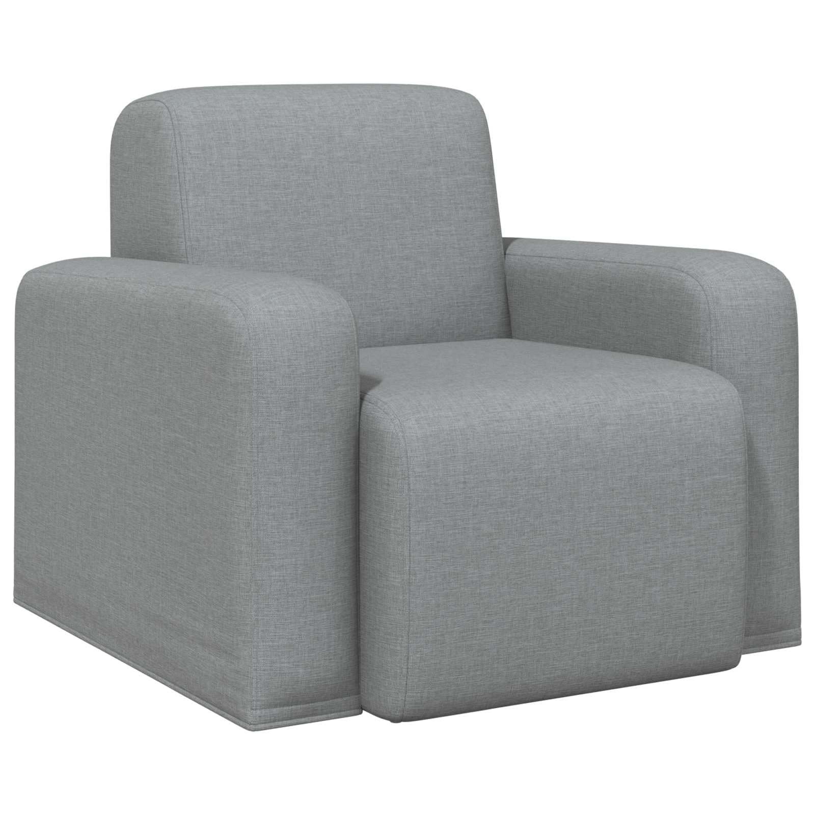 Poltrona Grigio Chiaro Tessuto Poliestere, Telaio Legno Ingegneria