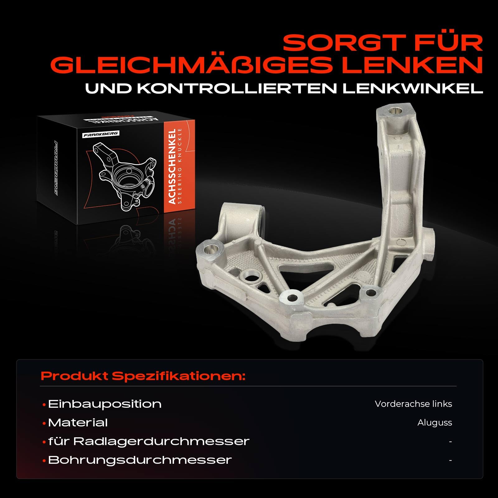 Frankberg Achsschenkel Radaufhängung Vorne Links Kompatibel mit Fox Schrägheck 5Z1 5Z3 5Z4 1.2L 1.4L 2005-2011 Polo 6N2 1.4L 1999-2001 Polo 9A 9N 1.2L-1.9L 2001-2009 Replace# 6Q0199293D
