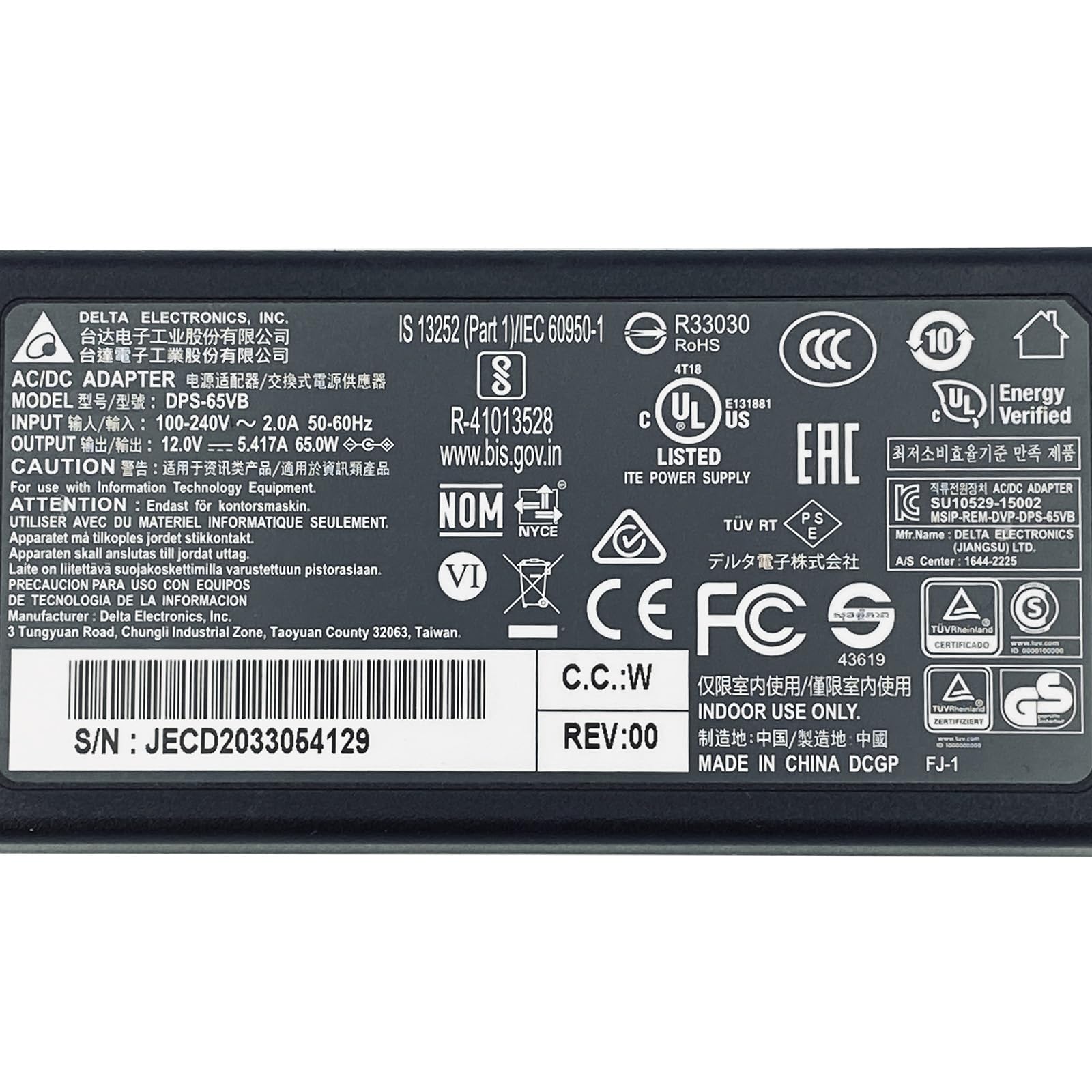 DELTA ELECTRONICS ACアダプター DPS-65VB LPS DPS-65VB LPS Delta Electronics ac-adapter 65.0 Watt