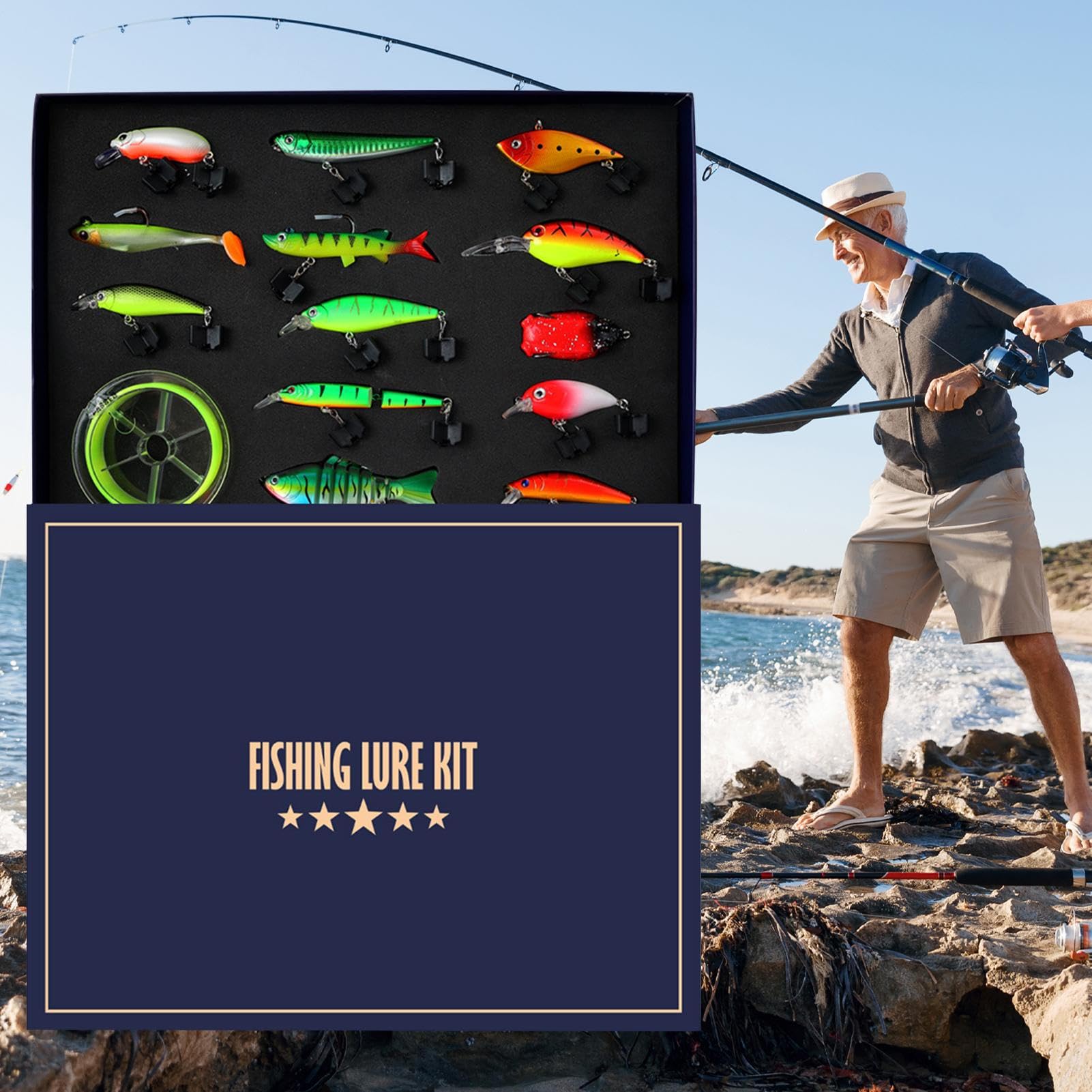 Kit Di Esche Set Di Attrezzatura Per Esche Artificiali | Kit di per la Pesca Per Lago Stagno Vacanza Famiglia Notte Lago Stagno Vacanza Famiglia Notte