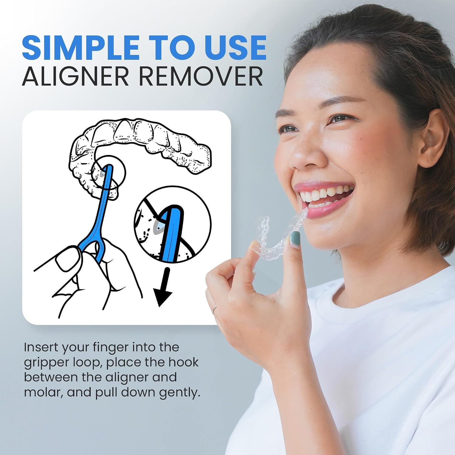 OrthoKey Clear Aligner Removal Tool - Unleash Precision: Grabber Remover for Braces & Retainers | Elevate Dental Care with Ortho Tools for Orthodontic Care | Small Blue, 50-Pack.