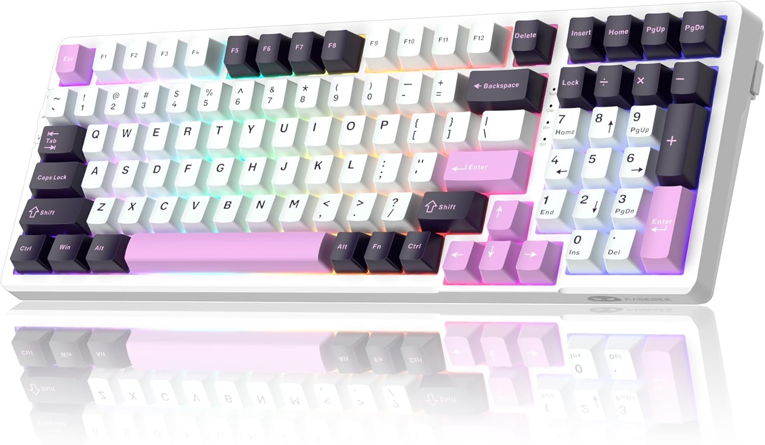 MageGee LIGHT100 Wired Creamy Keyboard,96% Gasket Hot Swappable Gaming Mechanical Keyboards with 6-Layer Sound Dampening, RGB Backlit for Win/Mac/PC,PBT Keycaps, Purple