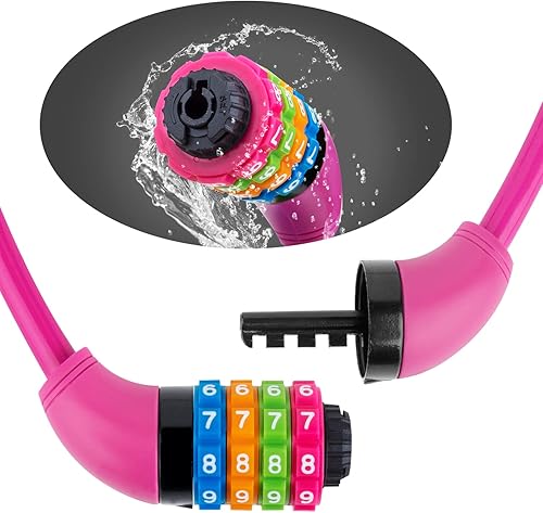 Miniatura 3 de Cable de bloqueo de bicicleta, bloqueo de cable de bicicleta con combinación de 4 dígitos y cabezal de bloqueo de aleación, combinación reiniciable,