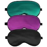 Sleep Mask, Silk Eye Mask for Sleeping with Adjustable Strap, Blindfold Eyeshade for Men & Women, Comfortable & Soft Eye Cover Eyeshade for Night Sleep (Black, Green, Purple)