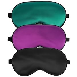 Sleep Mask, Silk Eye Mask for Sleeping with Adjustable Strap, Blindfold Eyeshade for Men & Women, Comfortable & Soft Eye Cover Eyeshade for Night Sleep (Black, Green, Purple)