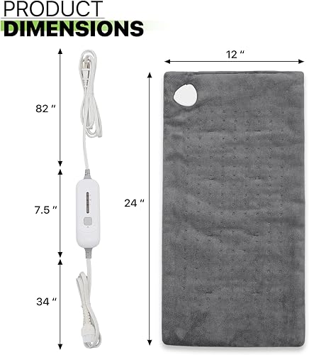 Miniatura 2 de Magshion Almohadilla térmica eléctrica de forro polar suave y ligera de 12 x 24 pulgadas para almohadilla térmica de espalda con 3 ajustes de calor