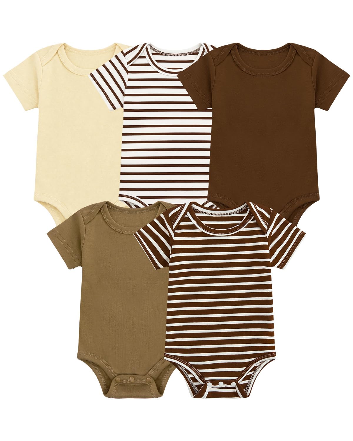 WYTbaby 5er-Pack Kurzarm Body Baby für Jungen Mädchen 100% Baumwolle Weich Atmungsaktiv Baby Kleidung Strampler Neugeborene bis 12 Monate