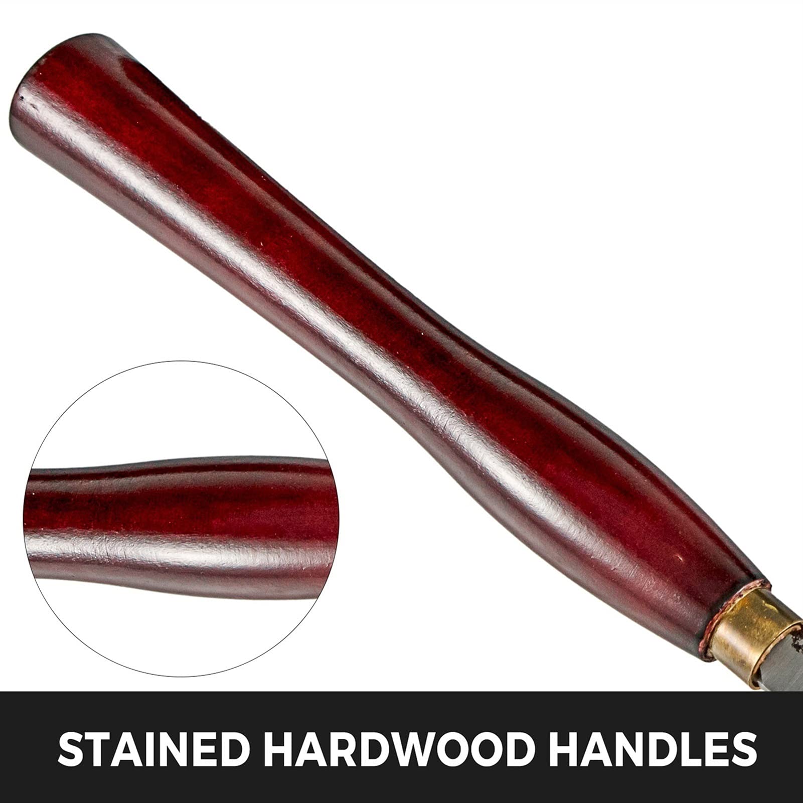 Herramientas de torneado 9 piezas. Juego de cinceles para tornear madera, herramienta rotativa, mangos de madera dura, cuchillas de acero de alta velocidad, virola de latón, cuchillo para ta