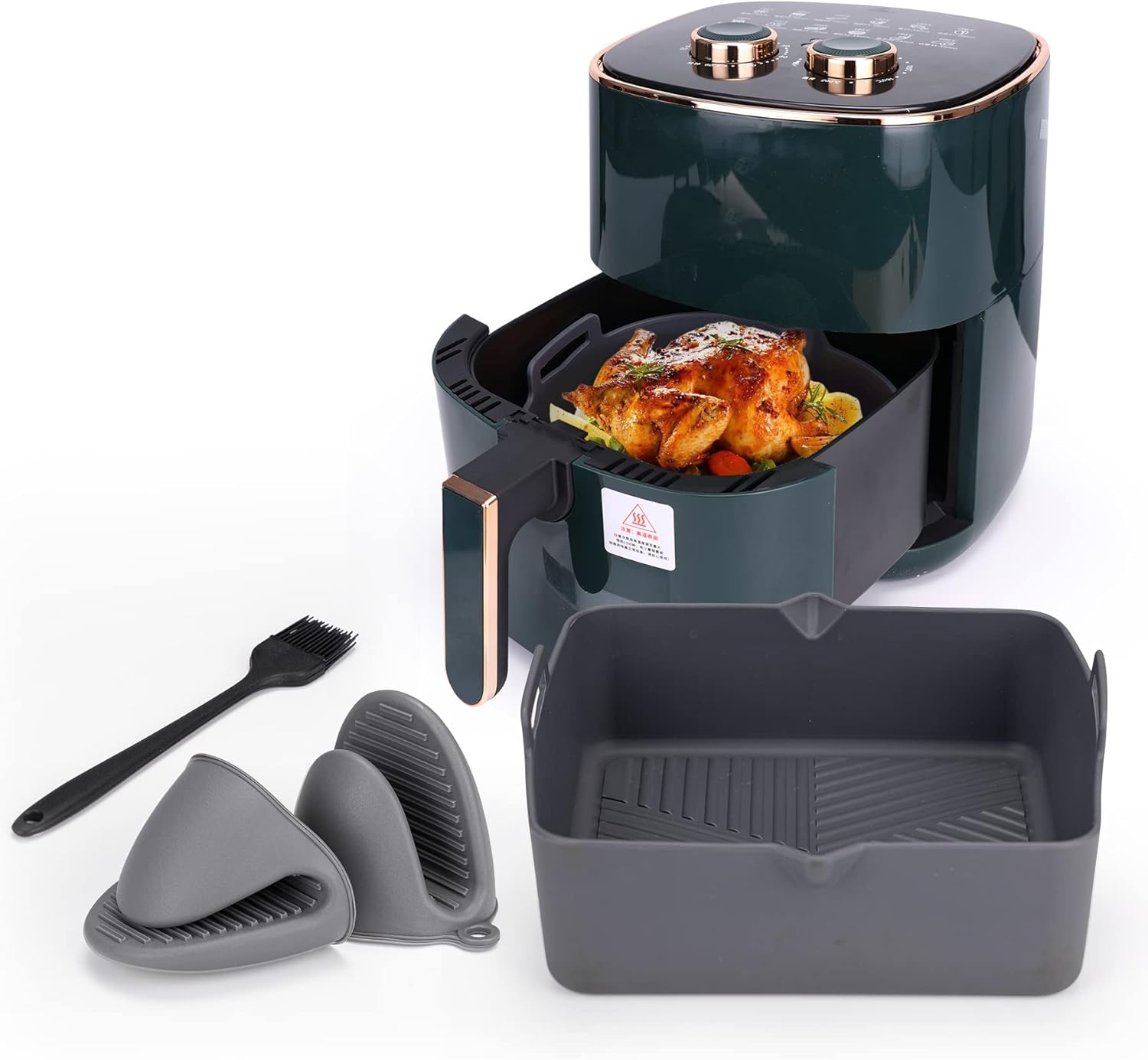 ACBOWE Silicone Air Fryer Liners Square, 8.5 Inch Reusable Air Fryer Pot Air Fryer