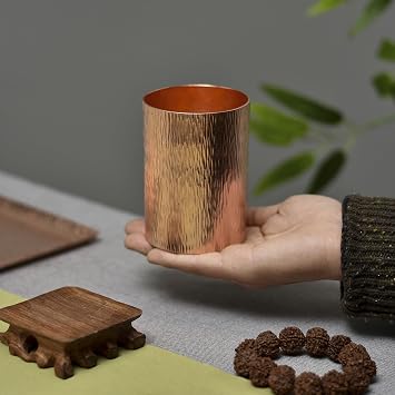 Solid Copper Hand Thickened Hammer Cup Copper Water Cup Copper Cup Pure Copper Mug Moscow Mule Mug Coffee Cup Pure Copper Tea Cup Set Pure Copper Mug Cold Drink Cup for Restaurant Bar 400ML,A