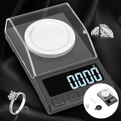 Miniatura 2 de Báscula digital de joyería de 0.00 oz, báscula de bolsillo de alta precisión, báscula de gemas de joyería con pesas de calibración, pinzas y