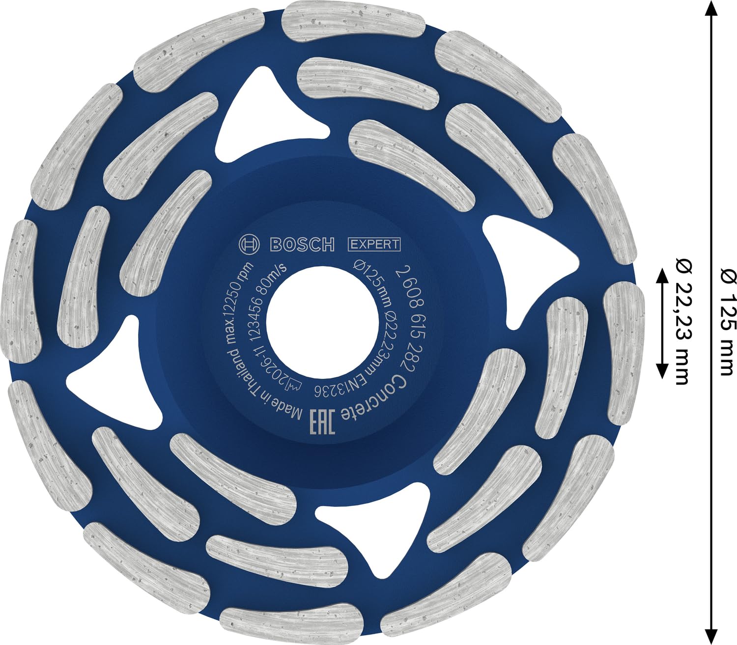 Bosch 1x EXPERT Concrete Diamant-Schleiftopf für Betonschleifer, Bohrung 19–22,23 mm (für Beton, Ø 125 mm, Professional Zubehör Betonschleifer)