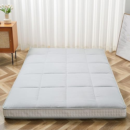 SUNYRISY Colchón futón japonés, colchón plegable grueso, cubrecolchón enrollable para dormir, tapete de tatami, tumbona de suelo, cama de invitados
