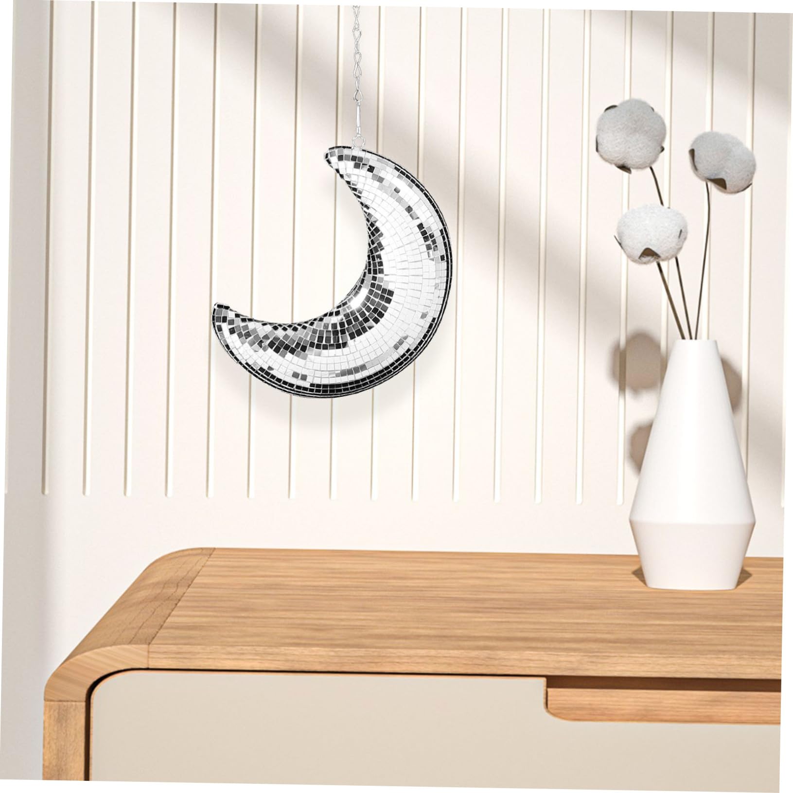 Alipis 4 Pièces Pendentif Lune Miroir Boules Disco Suspendues Décor Suspendu De Décor en Forme De Lune Boules à Facettes Décoration De Fête Décor De La Mousse Silver