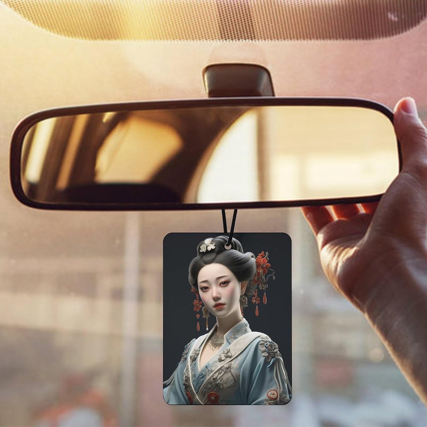 3 Pcs Hanging Air Freshener for Car Asian Classical Woman Aromatherapy Tablets for Wardrobe Car Home Decor image 5