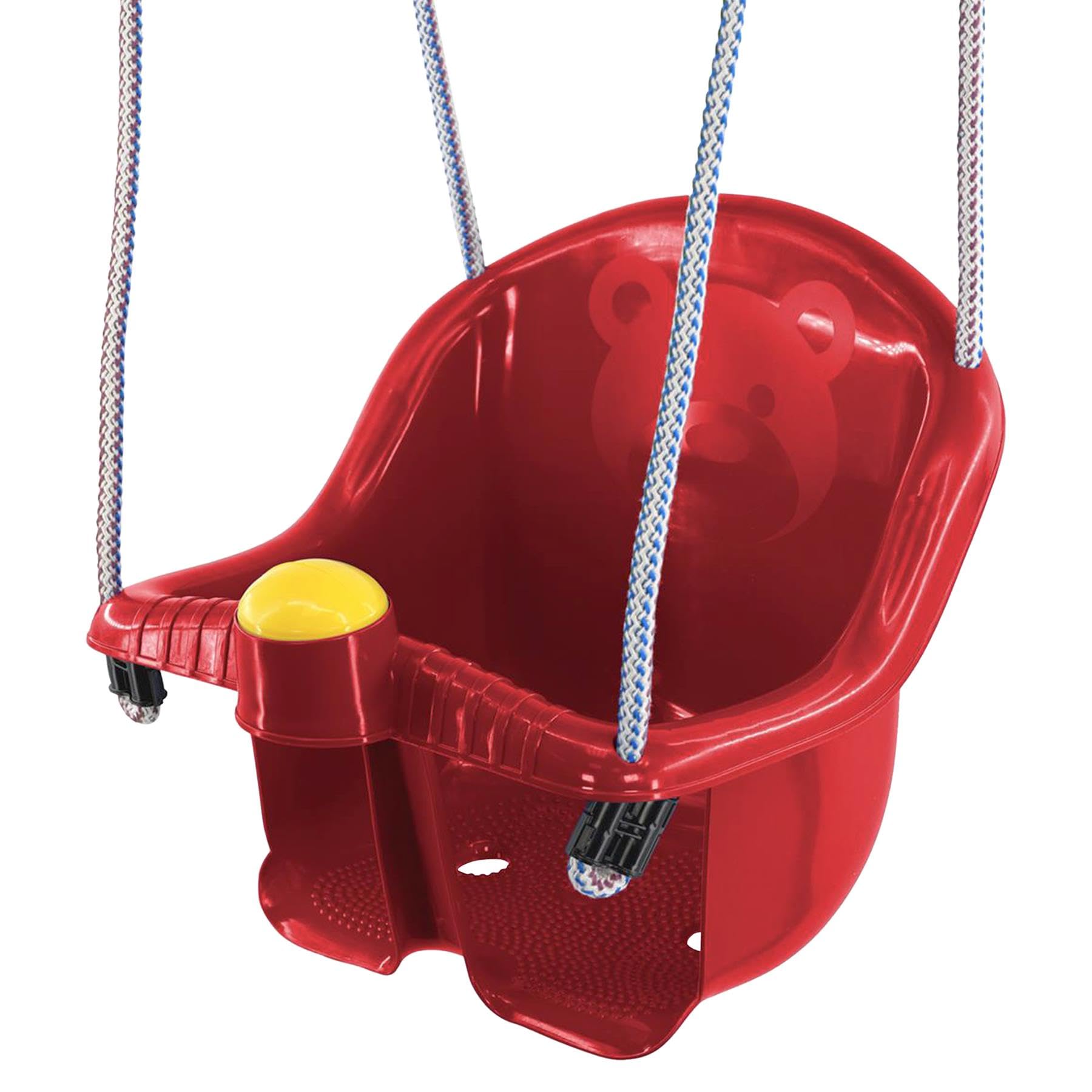 MTS Safety Swing Seat for Toddlers - Easy Setup Red Garden Baby Swing for Kids Age 1-3 - Indoor Outdoor Use, Durable Plastic, Adjustable Ropes, Supports up to 40kg