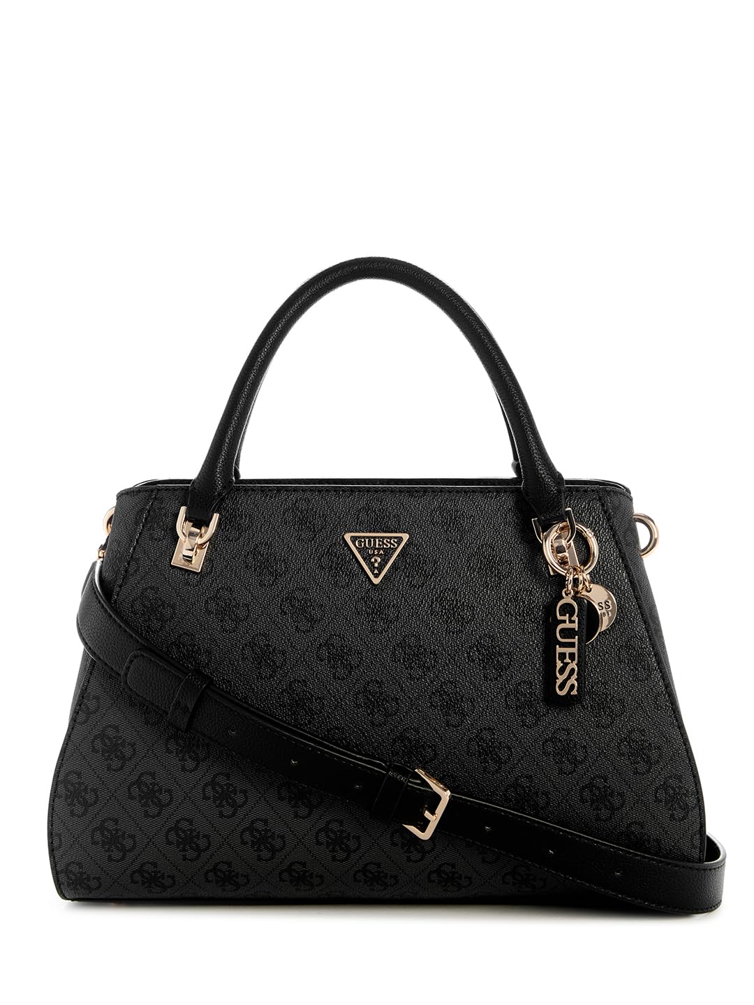 GUESS Women's Noelle Ii Luxury Satchel, Crossbody, Coal Logo, One Size
