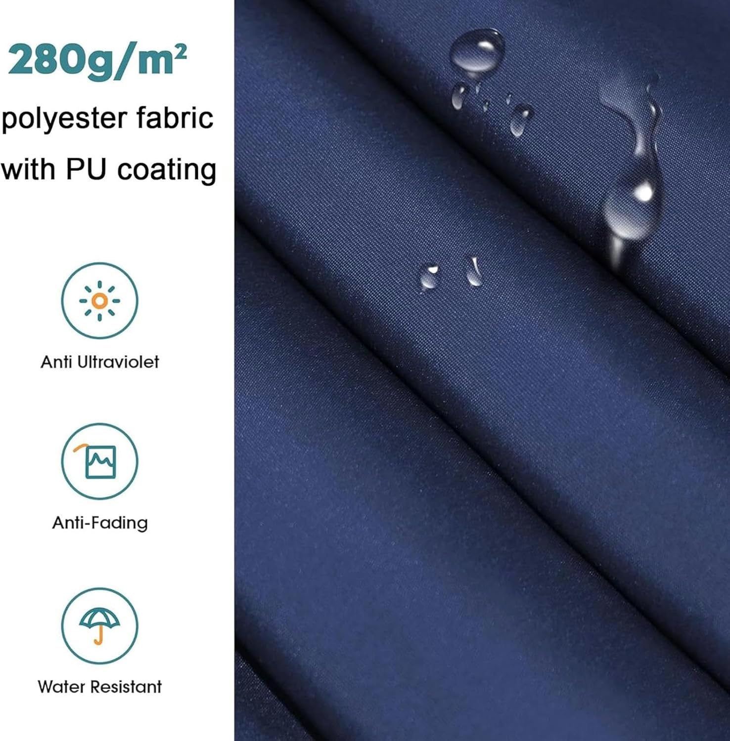AMNOOL 3x2.5M Retractable Manual Awning Fabric Replacement Anti-uv and Waterproof Polyester Canopy Cover Outdoor Garden Patio Sun Shade Shelter Canvas for Balcony Yard Shop Cafe Deck(Size:3x1.5m,Co
