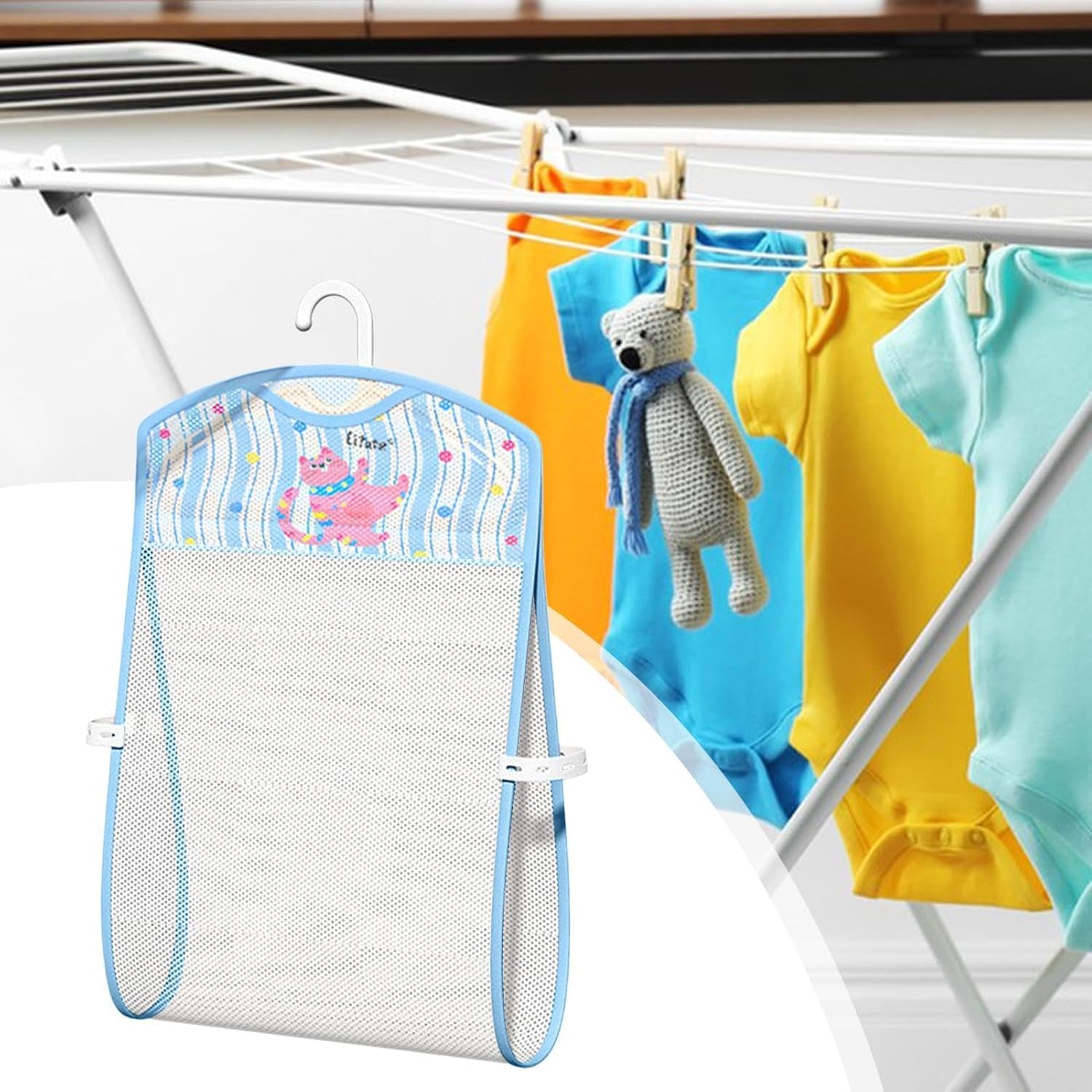 Mesh Clothes Hangable Dryer, Large Capacity Stuffed Animal Net with Sock Fi
