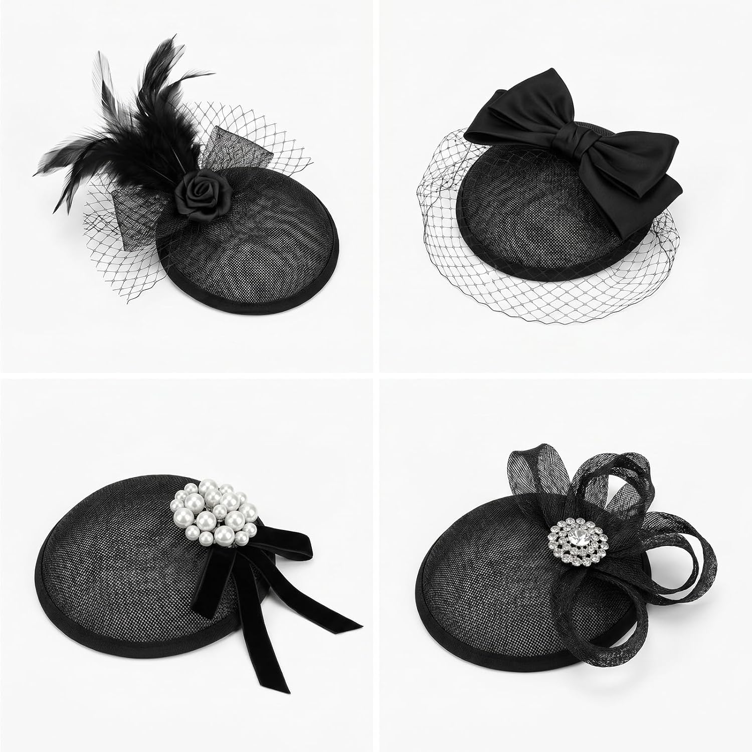 4 Pcs Fascinator Base,13 CM Round Hat Base,Thick: 2 CM Black | Black Linen Mesh Fascinator Hat Base for Wedding Party,Cocktail,Millinery Hat DIY Making