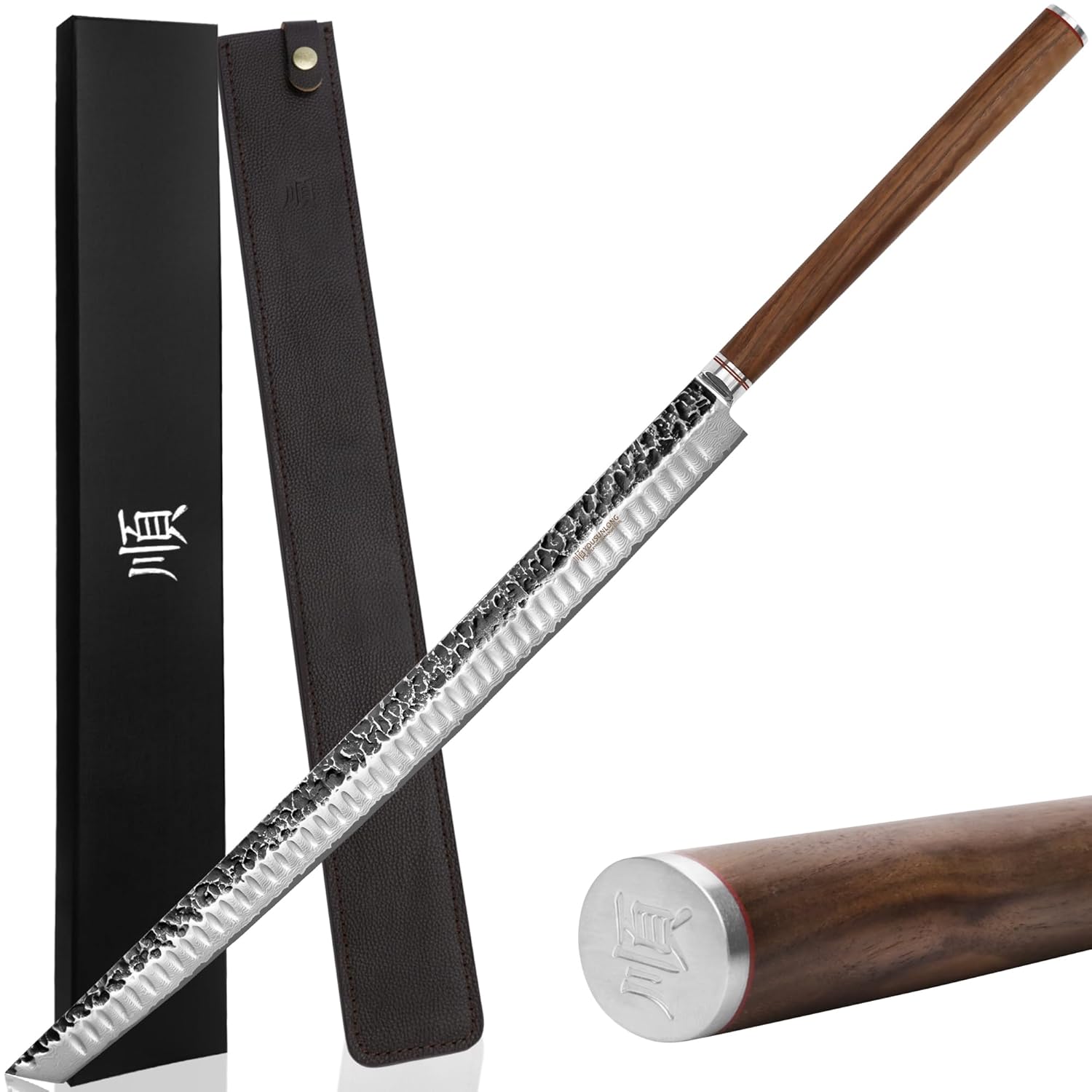YOUSUNLONG Sakimaru Knife 23 Inch Ultra Yanagiba - Japanese Hammer Damascus Steel Blade - Chef Slicer Suitable for